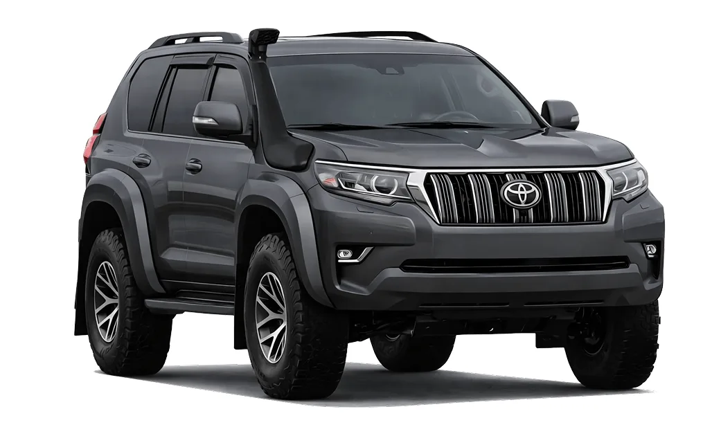 Modèle 4x4 Toyota Land Cruiser 150 en teinte gris clair, une option fiable pour les routes difficiles